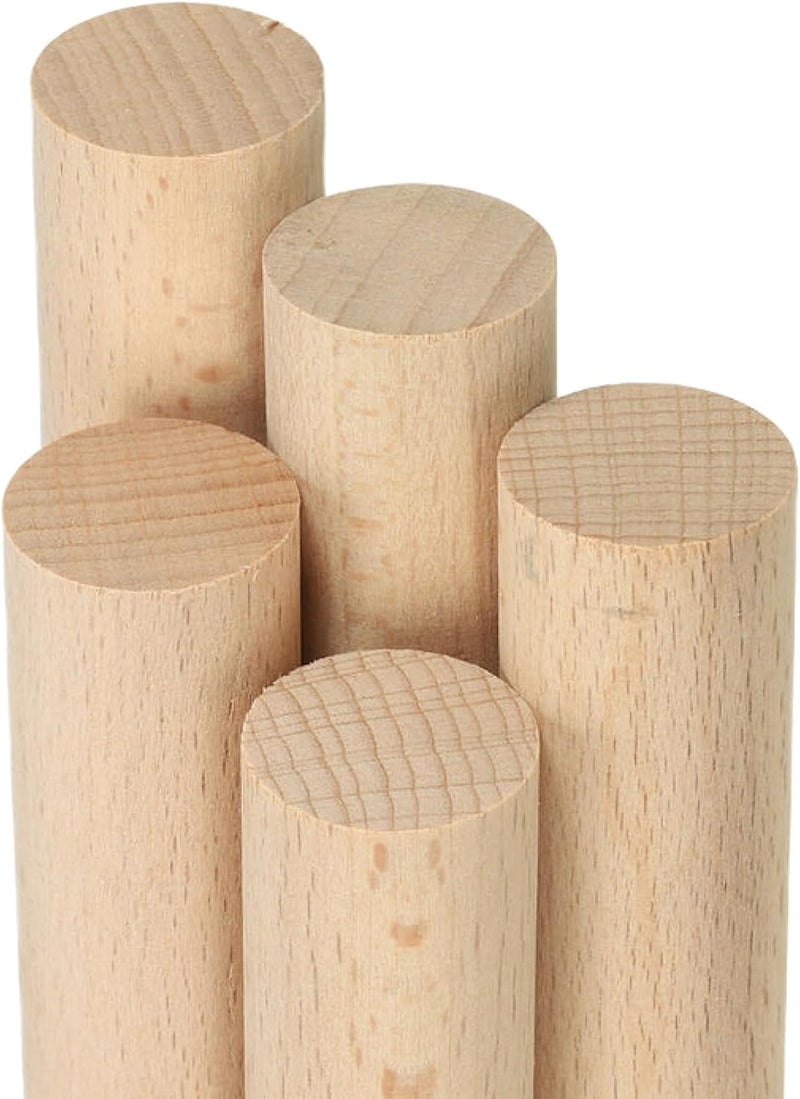 ALBO 1" x 48" Wooden Dowel Rods Set - 5 Pack Birch Natural Strong Long Craft Sticks Woodworking Furniture Garden Structures Hardwood Sanded Smooth Versatile Material Railings Supports - Image 1
